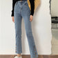 High Waist Button Leg Jeans