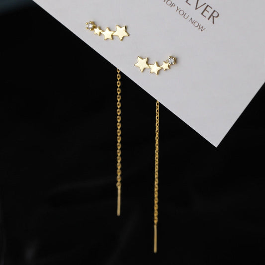 Long Starry Thread Chain Earrings