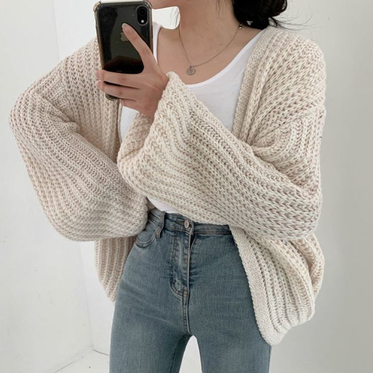 Lantern Sleeve Knit Cardigan