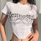 Graphic Corset Style Chain Crop Top