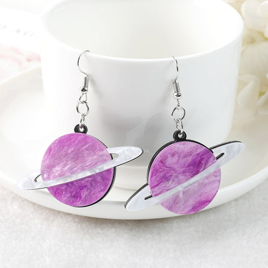 Space Planet Drop Earrings