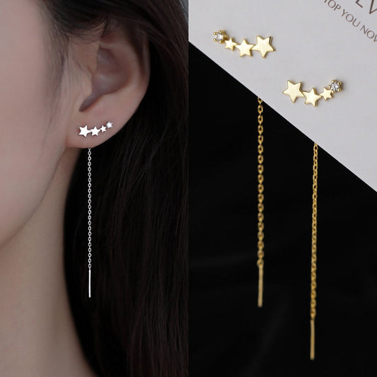 Long Starry Thread Chain Earrings