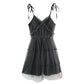 Dark Fairy Tulle Dress flatlay on white background showing full silhouette and tie straps