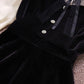 Elegant Velvet Bow Neck Lantern Sleeve Dress