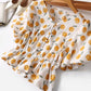 Orange Print Buttoned Blouse