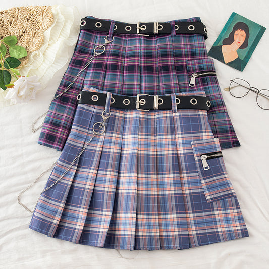 Chained Plaid Punk Skirt