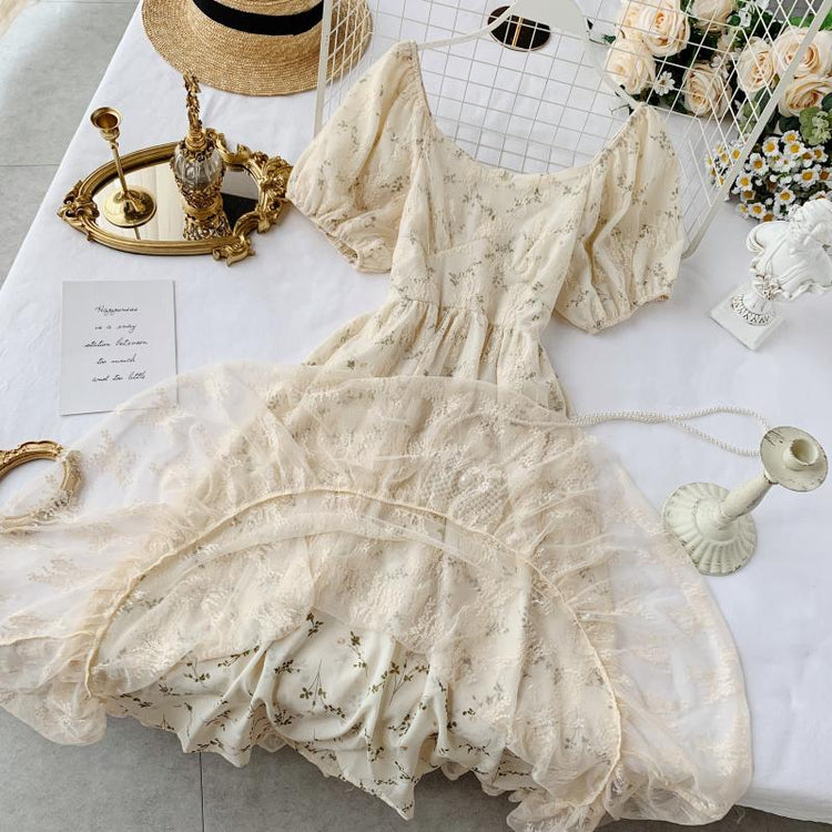 Lace Overlay Vintage Style Dress