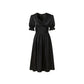 Sweet Elegance Puff Sleeve Split Dress