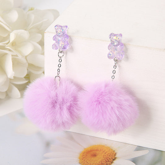 Bear Pompom Earrings