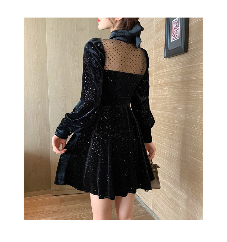 Long Sleeve Cutout Sparkle Dress