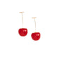 Vibrant red, large Sweet Cherry Earrings displayed on a white background